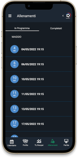 Elenco allenamenti giocatore YouCoachApp mobile Elenco allenamenti giocatore YouCoachApp mobile