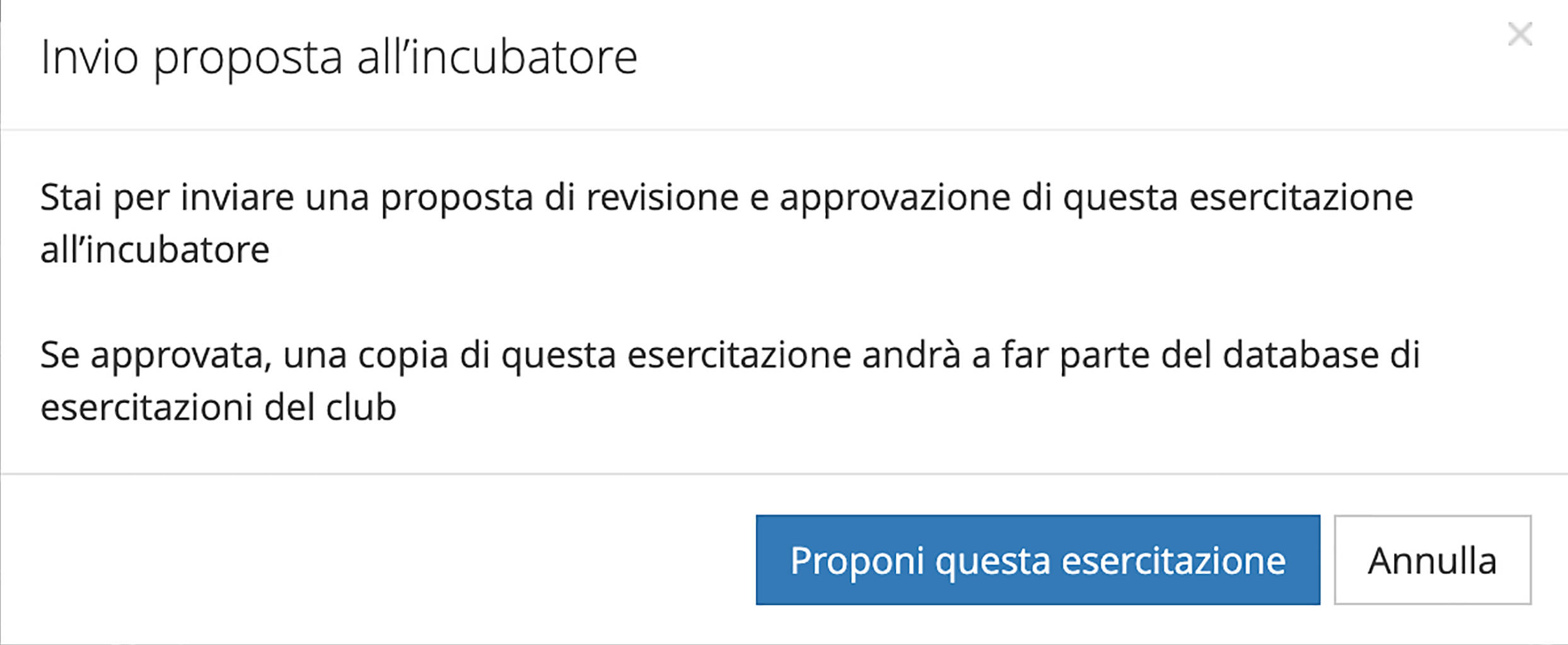 Proposta esercizio a incubatore YouCoachApp Proposta esercizio a incubatore YouCoachApp