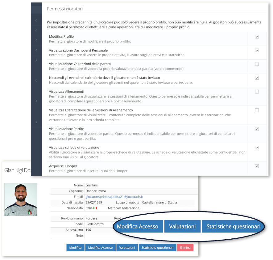 Permessi giocatore YouCoachapp Permessi giocatore YouCoachapp