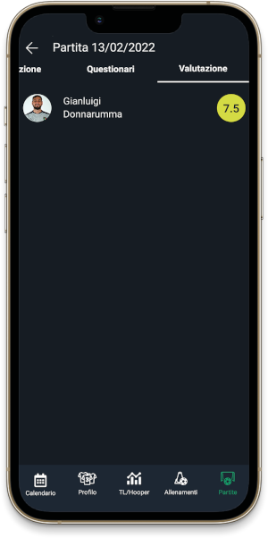 Valutazione partita giocatore YouCoachApp mobile Valutazione partita giocatore YouCoachApp mobile